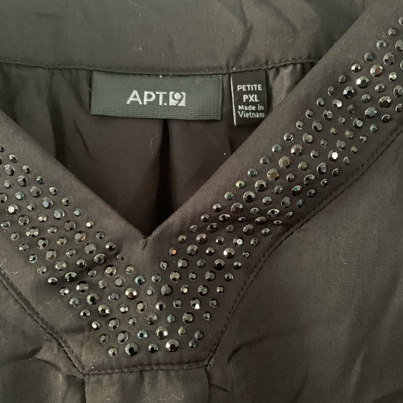 Apt 9 Black Blouse With Beaded Neckline PXL - Picture 4 of 7